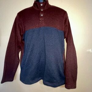 Sonoma Sweater Mens Large Burgundy Snap Button Mock Neck Pullover